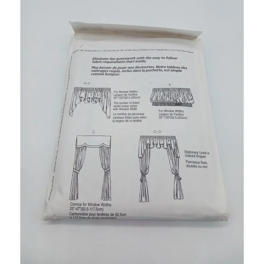 Home Dec in a Sec 7484 Vtg 1995 Valance Window Treatment Curtain Sewing Pattern